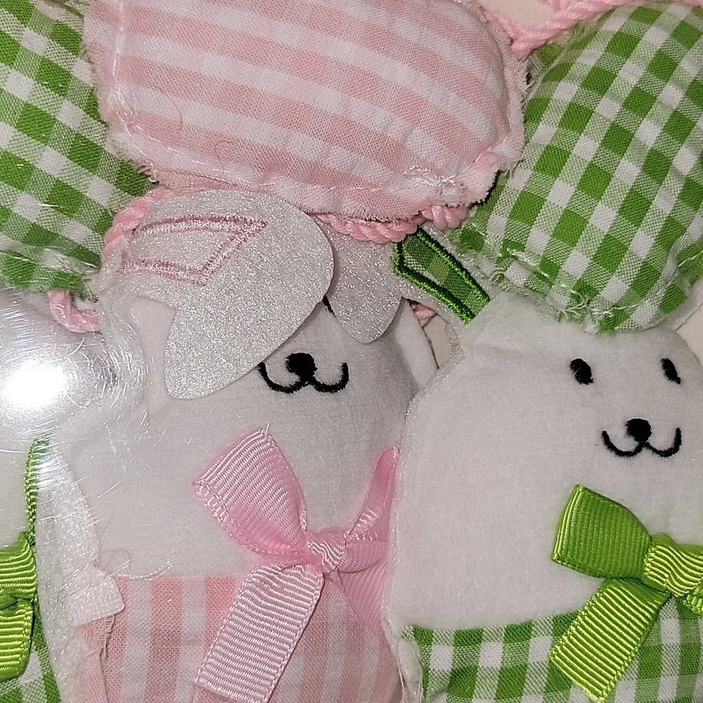 JMLE pink green white gingham Fabric 5
